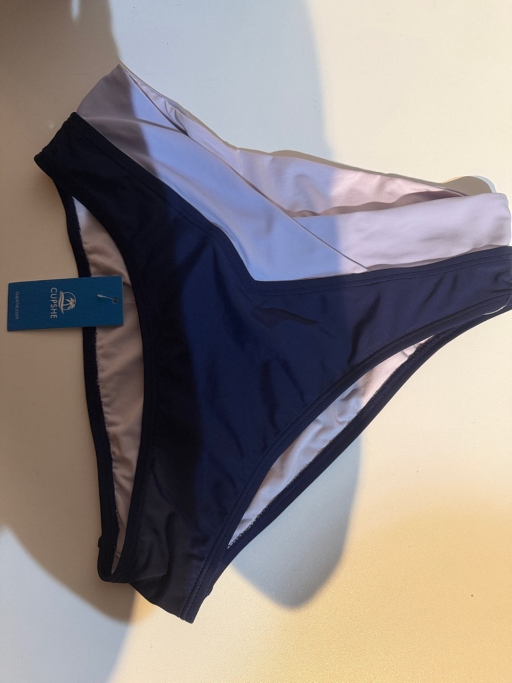 Cupshe Navy and Light Pink Colorblock Bikini Bottoms